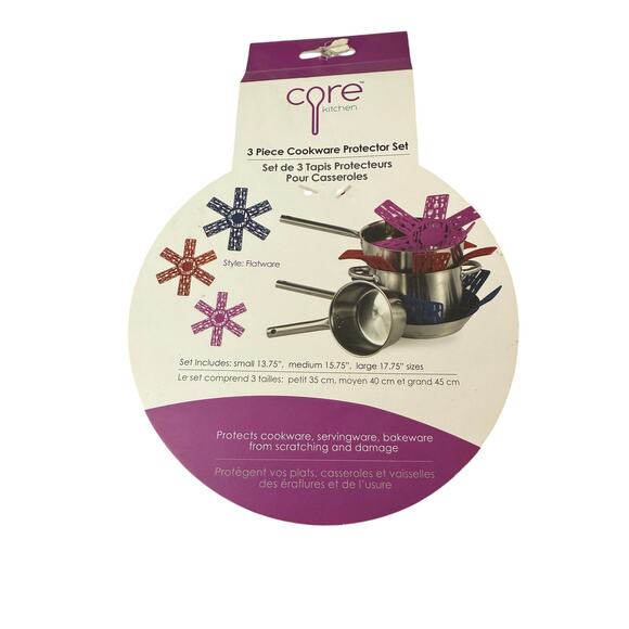 Core Kitchen 3 Piece Cookware Protector Set NWT Blue Red Pink Small Medium Large - Picture 3 of 3